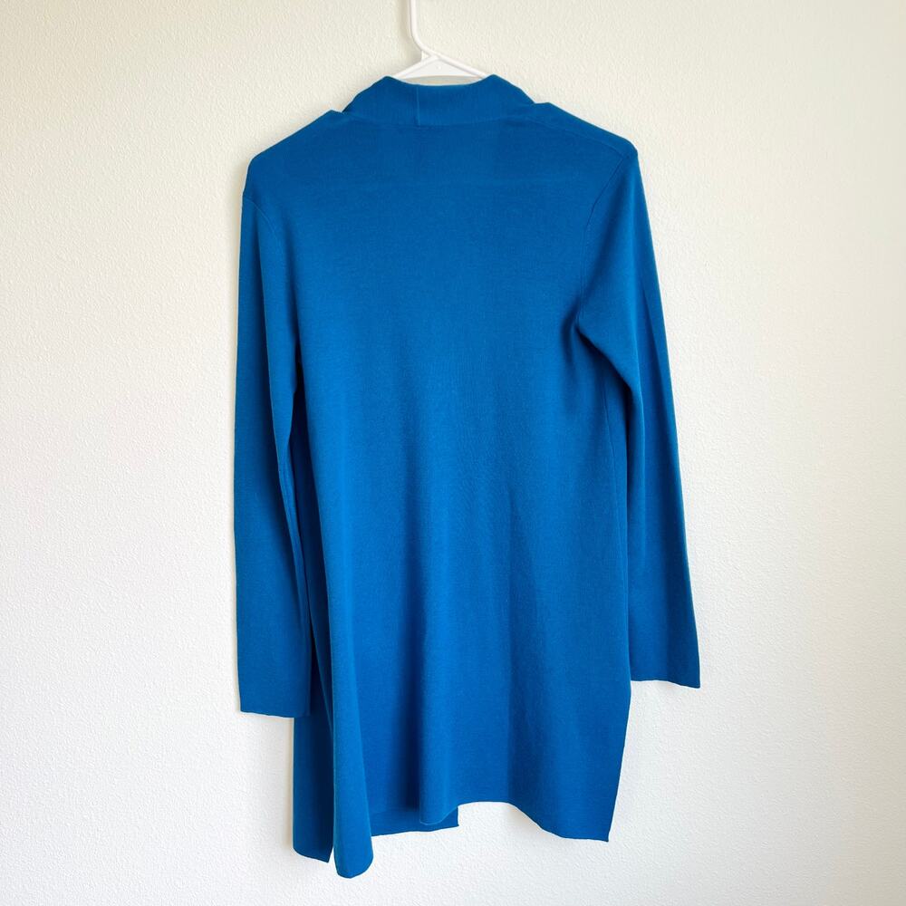 Eileen Fisher Blue Open Front 100% Superfine Merino Wool Women’s XS - Picture 2 of 6